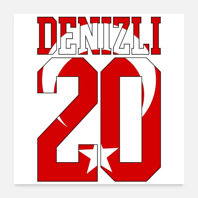Denizli 20 Drapeau turc Poster 60 x 60 cm