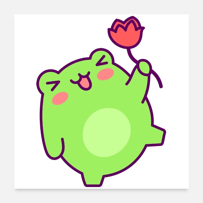 Petit Bonhomme Vert Tulipe Joyeuse Poster 60 x 60 cm
