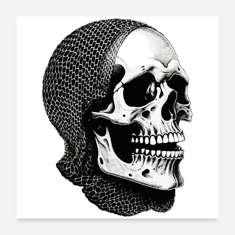 Crâne dans une écharpe en filet Poster 60 x 60 cm