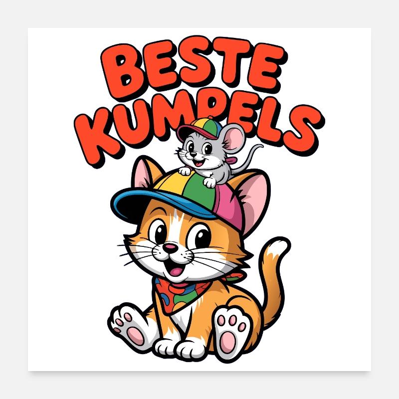 Amitié Chat-Souris des meilleurs potes Poster 60 x 60 cm