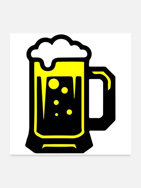 Icône du verre de bière - Poster 60 x 60 cm - blanc - Devant