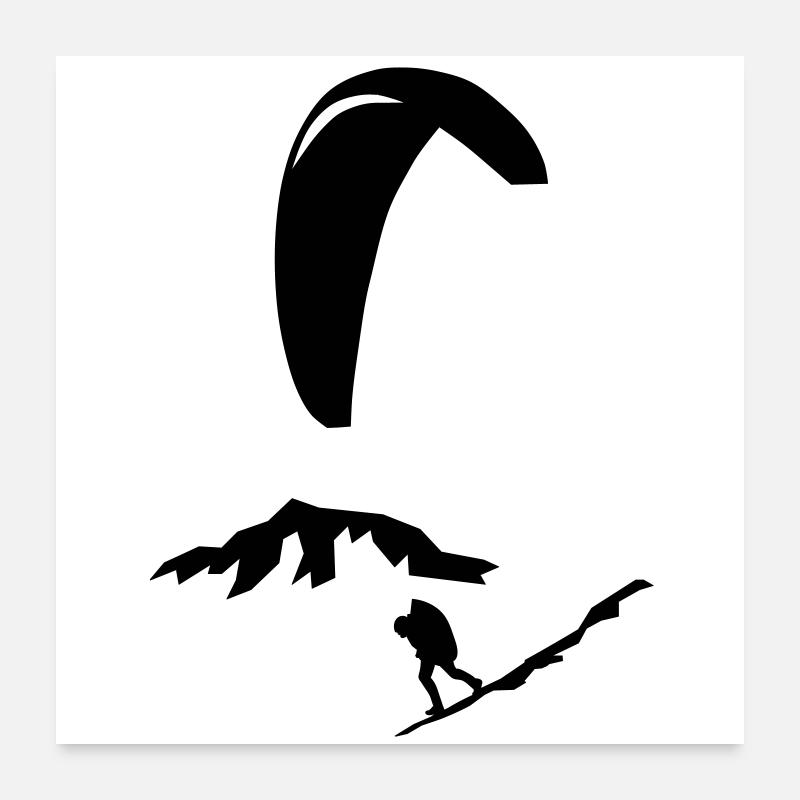 Paragliding - Poster 60x60 cm - Weiß