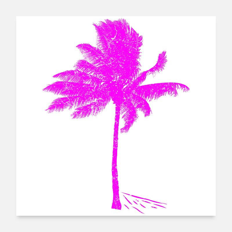 Silhouette de palmier rose fluo - Poster 60 x 60 cm - blanc