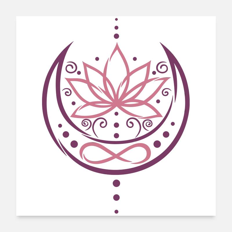 Lotus with moon and infinity symbol Poster 24" x 24" (60x60 cm)