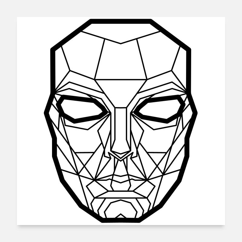 Lignes géométriques de masques faciaux Poster 60 x 60 cm