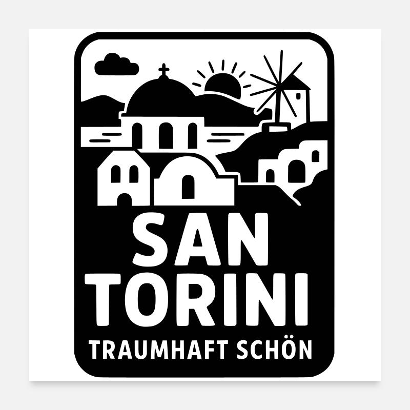 Santorin Grèce San Torini Souvenir de vacances Poster 60 x 60 cm
