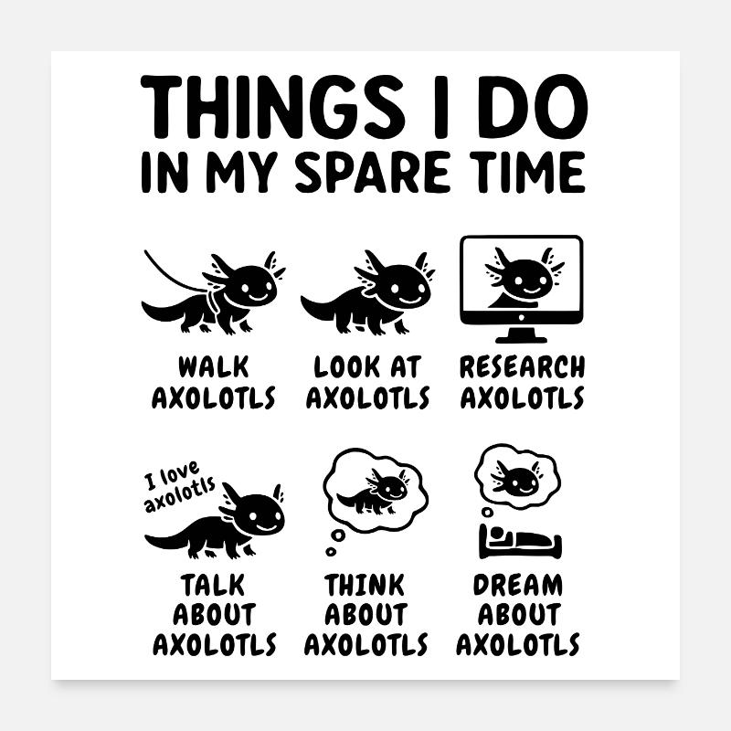 Drôle de passe-temps d’axolotl : temps de loisir Poster 60 x 60 cm