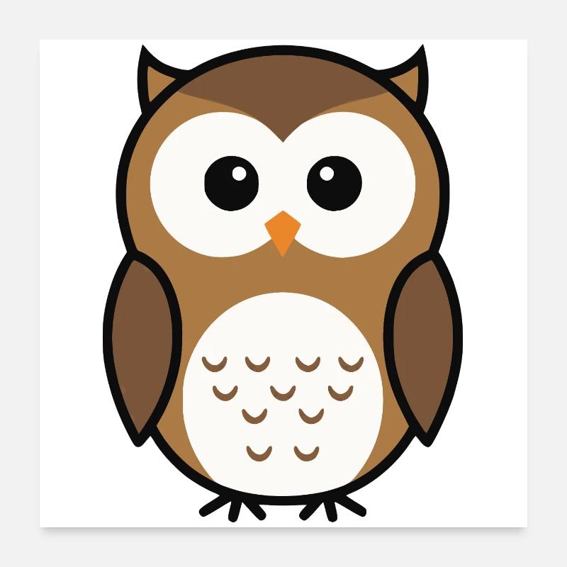 Süßer neugieriger Eule minimalistischen Stil Poster 60x60 cm