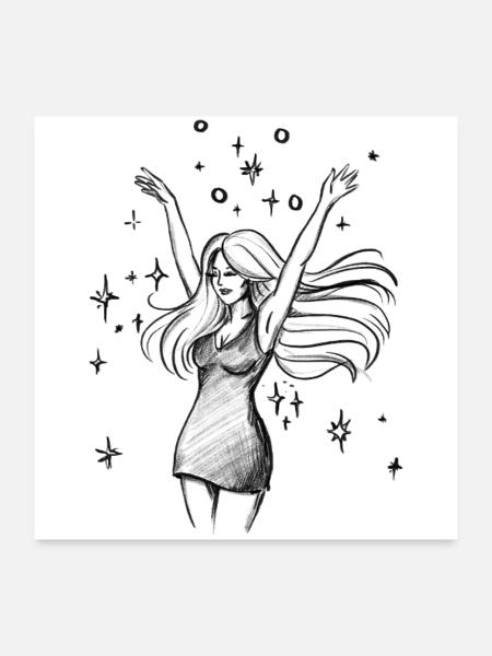 Autonomisation de la femme dansante - Illustration - Poster 60 x 60 cm - blanc - Devant
