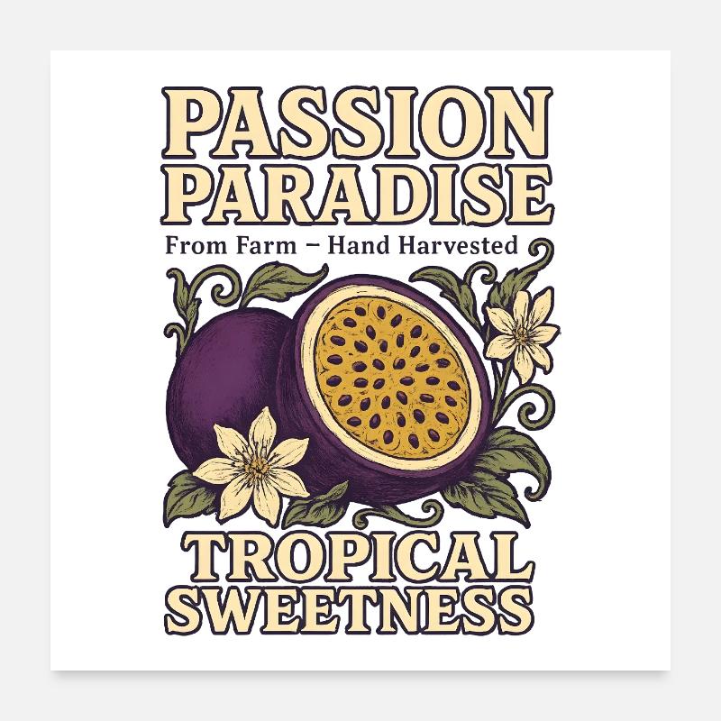 Passion Fruit Summer Fruit Vintage Fruit Poster 24" x 24" (60x60 cm)