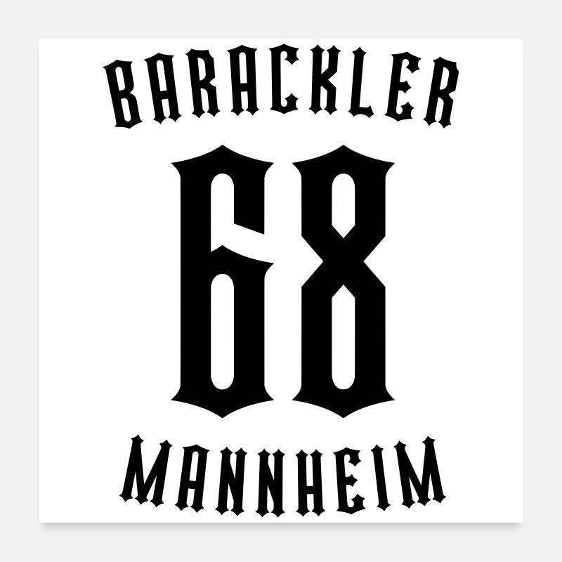 Barackler 68 Mannheim - Poster 60x60 cm - Weiß