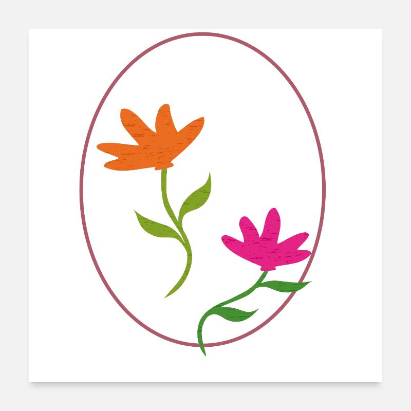 Osterei mit zwei Blumen Poster 60x60 cm