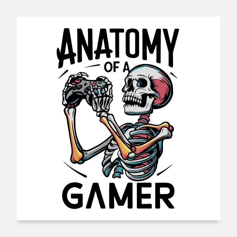 Kniezekskool mit Skelettflammen Poster 60x60 cm
