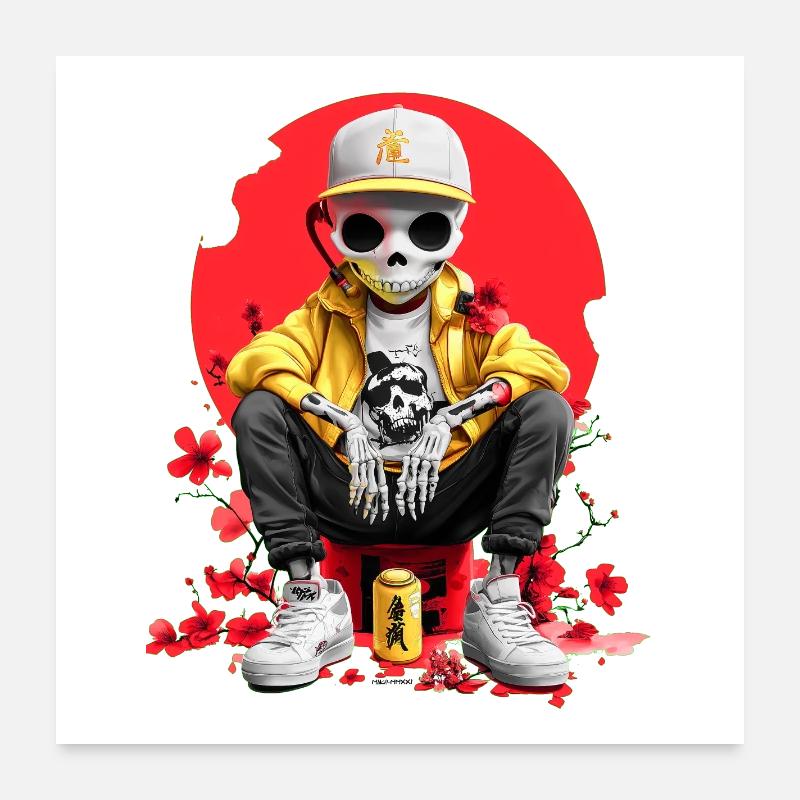 Japan Skeleton Poster 60x60 cm