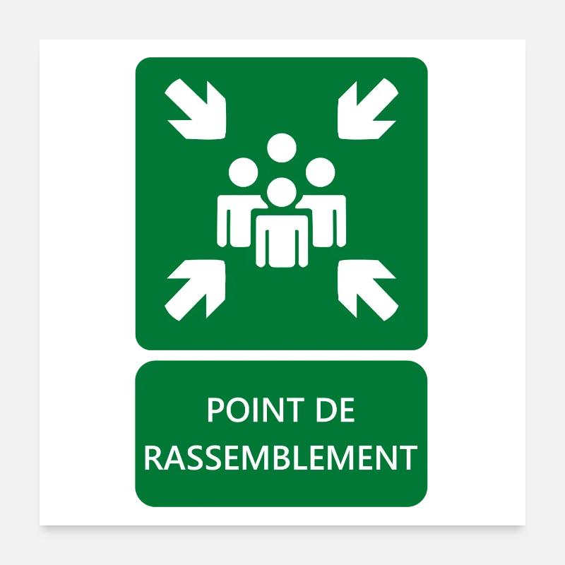 panneau point de rassemblement, signalétique Poster 60 x 60 cm