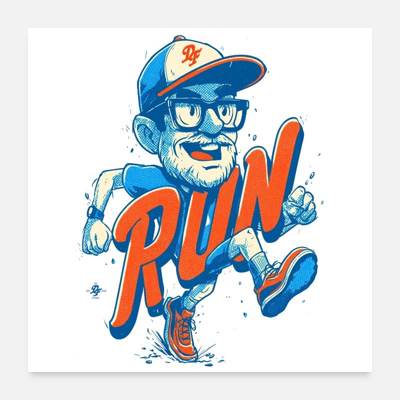 Funny runner with RUN lettering Poster 24" x 24" (60x60 cm)
