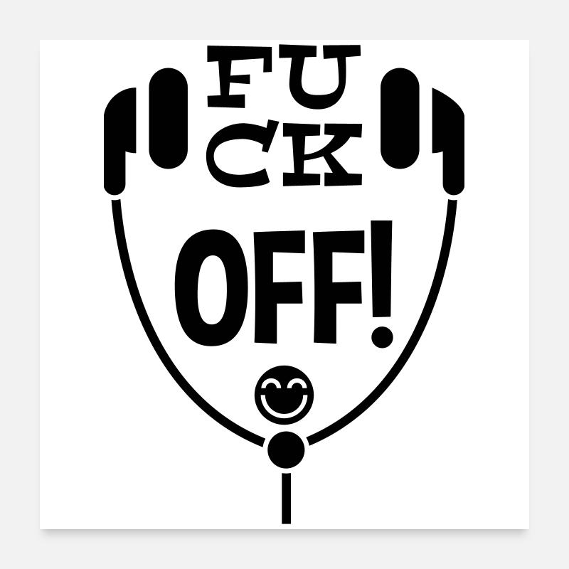 Humorous Headphone Artwork Featuring Unique Text a Poster 60 x 60 cm