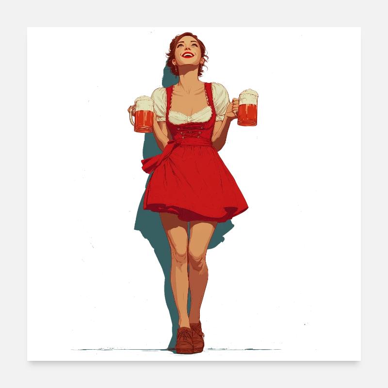 Biermädl Poster 60x60 cm