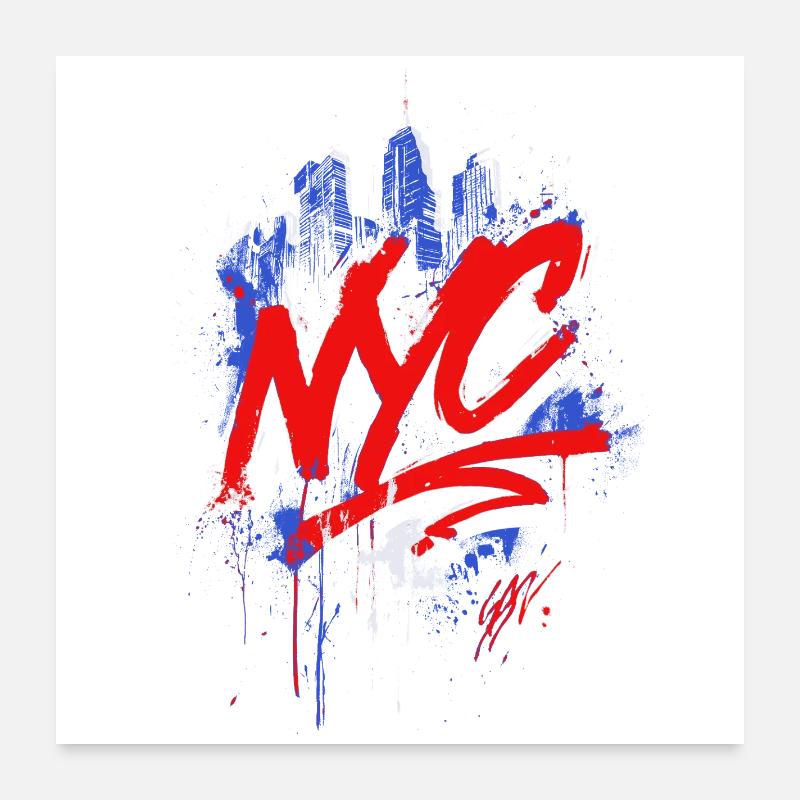 NYC Graffiti Skyline Splash Poster 60x60 cm