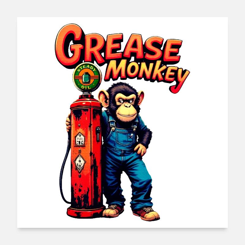 GreaseMonkey Retro Pump Design Poster 24" x 24" (60x60 cm)