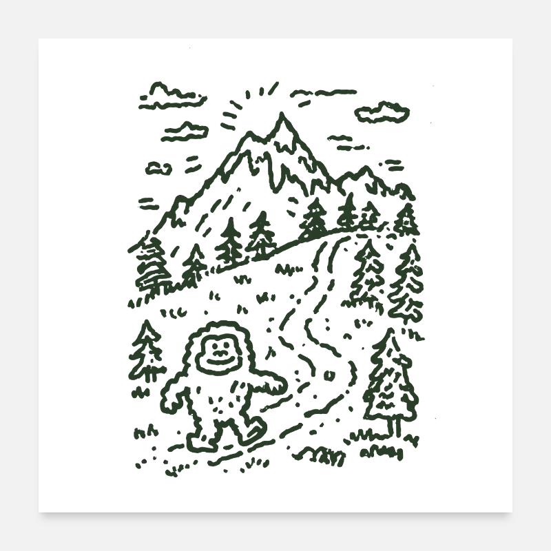 Bergwanderer im Waldlandschaft Poster 60x60 cm