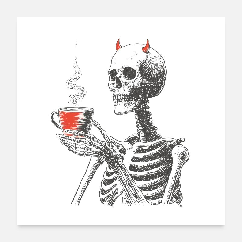 Devilish Coffee Skeleton Poster 24" x 24" (60x60 cm)