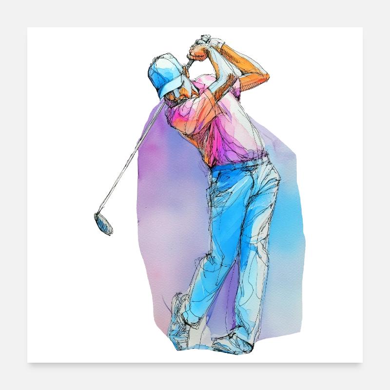 Joueur de golf sportif Poster 60 x 60 cm
