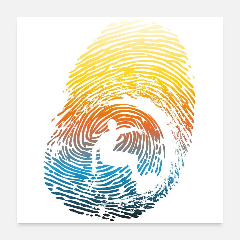 Sunset Rainbow Surf Fingerprint Poster 24" x 24" (60x60 cm)