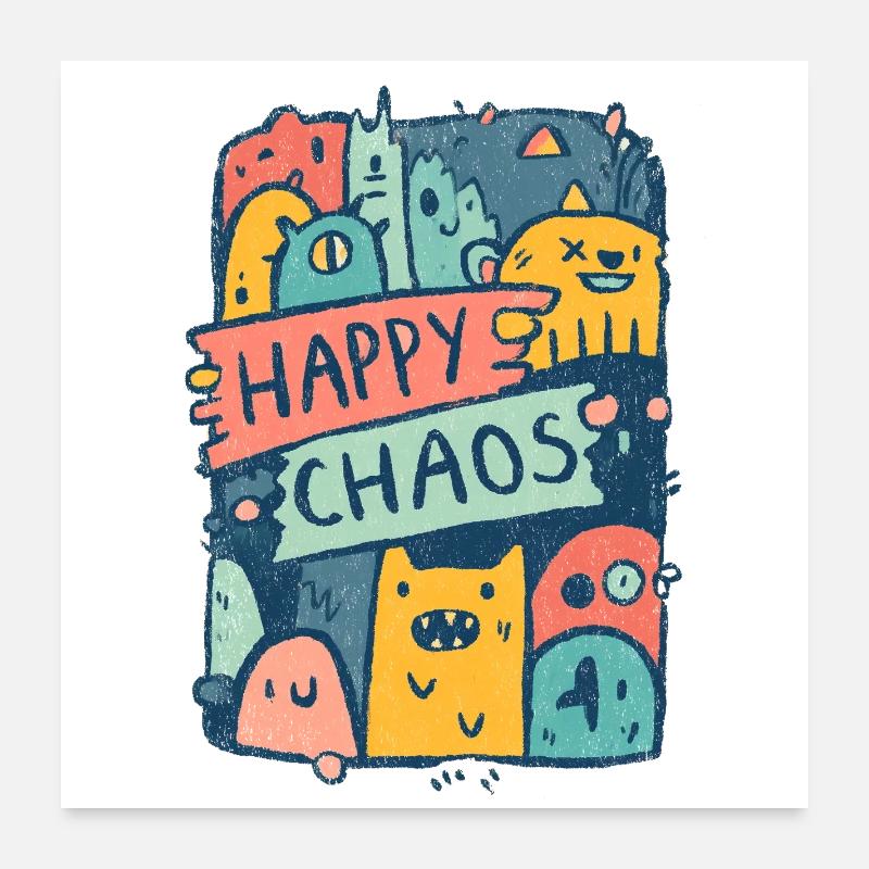 Monstres du Chaos heureux Poster 60 x 60 cm