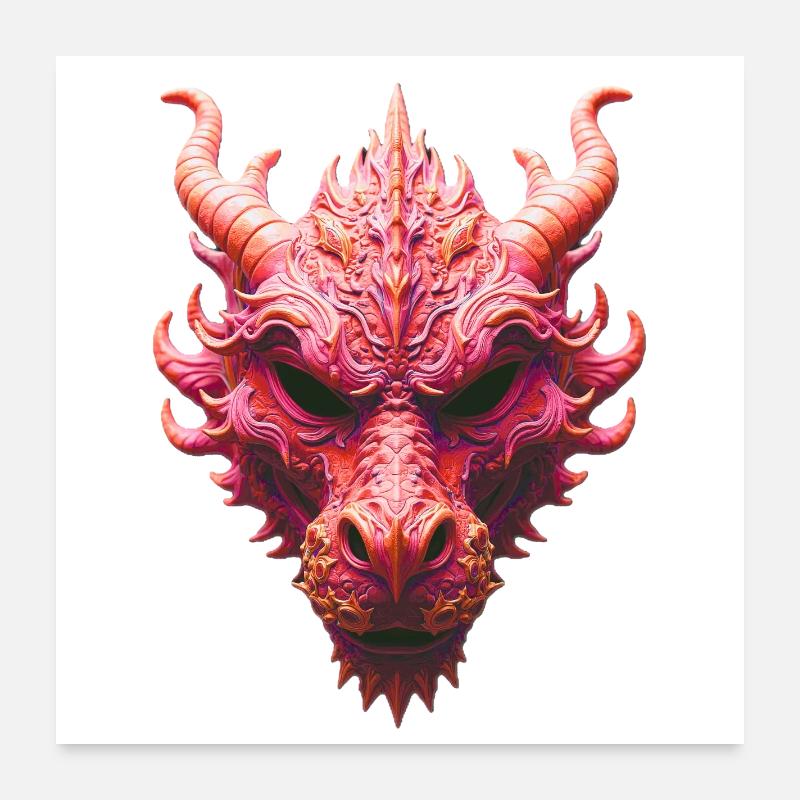 Masque du Dragon Rouge Aurora Poster 60 x 60 cm