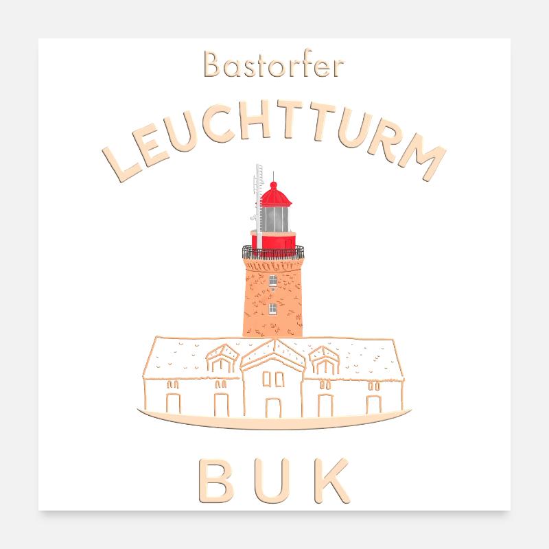 Bastorfer Leuchtturm buk, Ostsee, Kühlungsborn - Poster 60x60 cm - Weiß