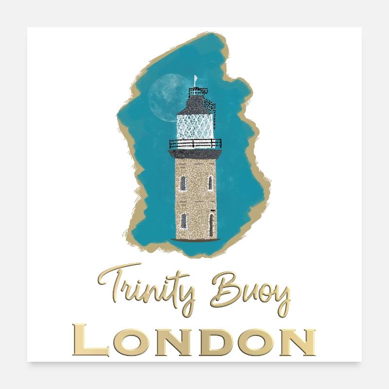 London, Leuchtturm Trinity Buoy, Pixel- Art Poster 60x60 cm