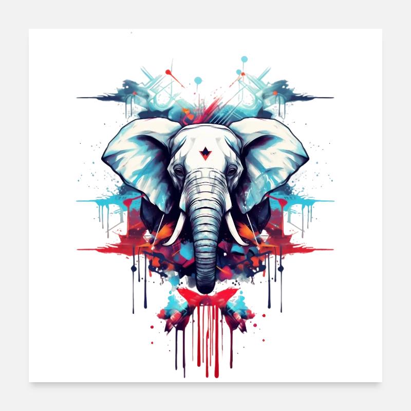 Designer Style Elefant Poster 60x60 cm