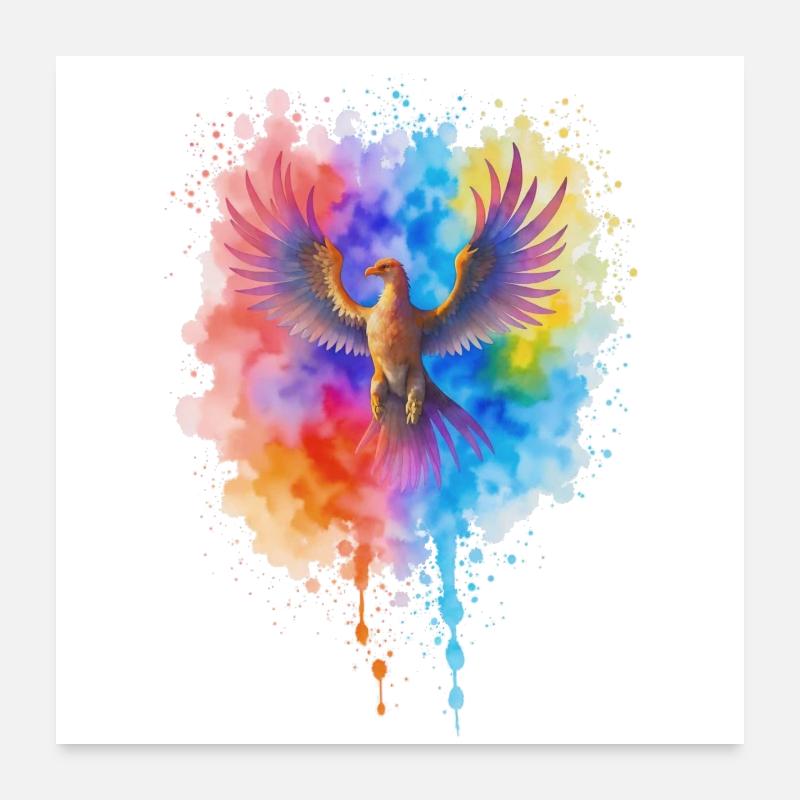 Phénix aquarelle précipité Poster 60 x 60 cm