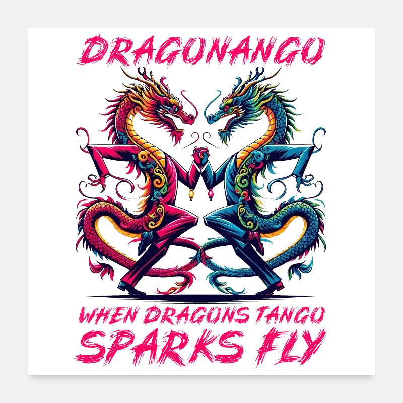 Dragonango: When Dragons Tango, Sparks Fly! Poster 24" x 24" (60x60 cm)