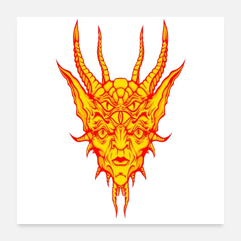 Feuer-Dämon Poster 60x60 cm