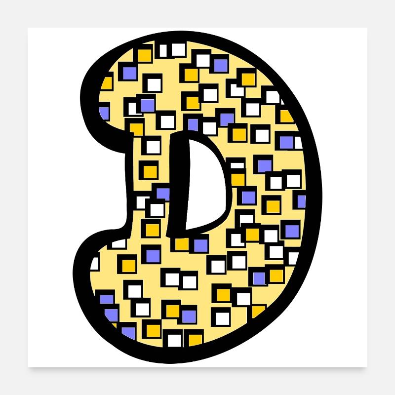 Buchstabe D mit Charakter Poster 60x60 cm