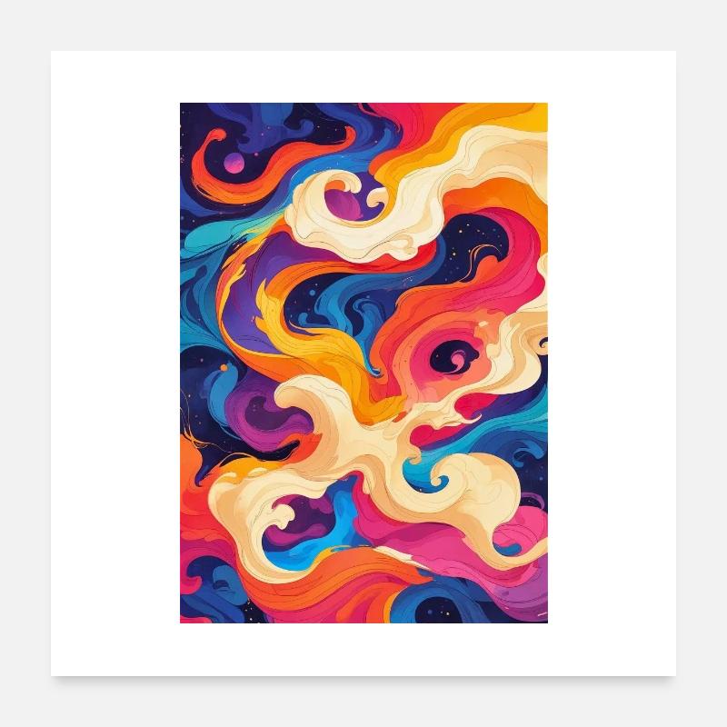 Tourbillon chromatique abstrait Poster 60 x 60 cm