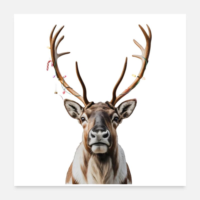 Cerf Rudolph Joyeux Noël doux Poster 60 x 60 cm