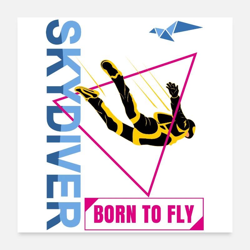 Parachuting Skydiver | Born to Fly Poster 24" x 24" (60x60 cm)