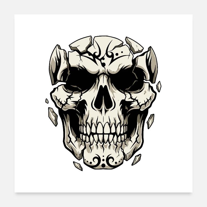 Splitternder Schädel – Gothic Grafik Poster 60x60 cm