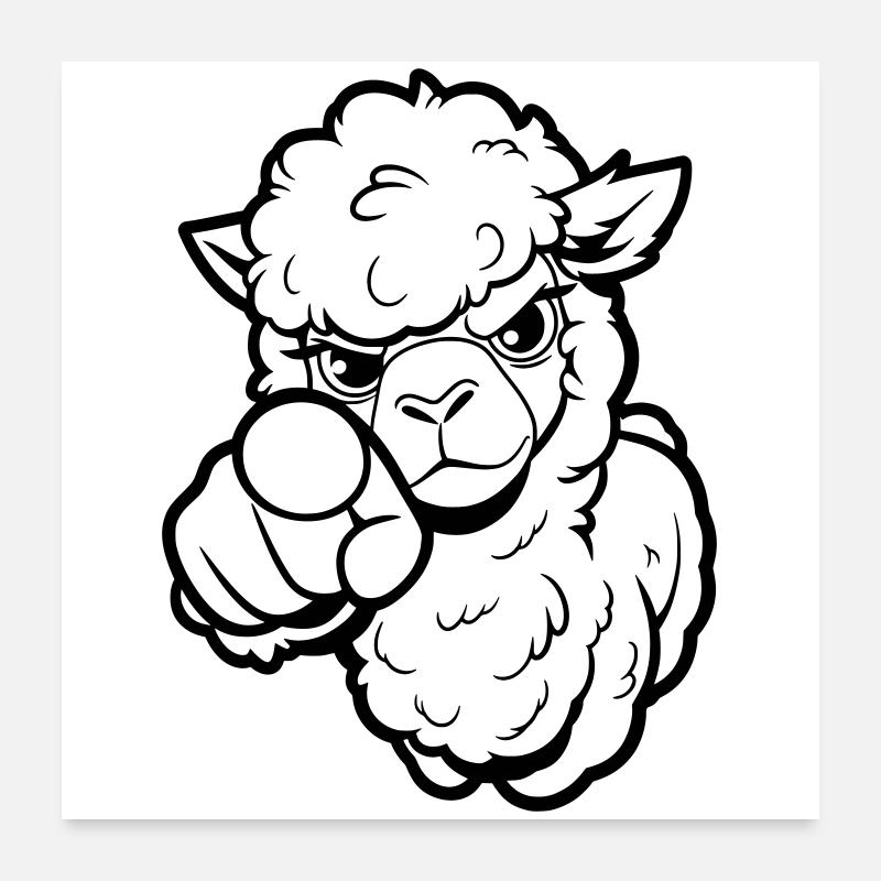 Naughty alpaca points at you Poster 24" x 24" (60x60 cm)
