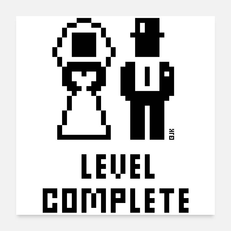 Niveau complété (Mariage / Enterrement de vie de garçon / Pixel / Grass / B) Poster 60 x 60 cm