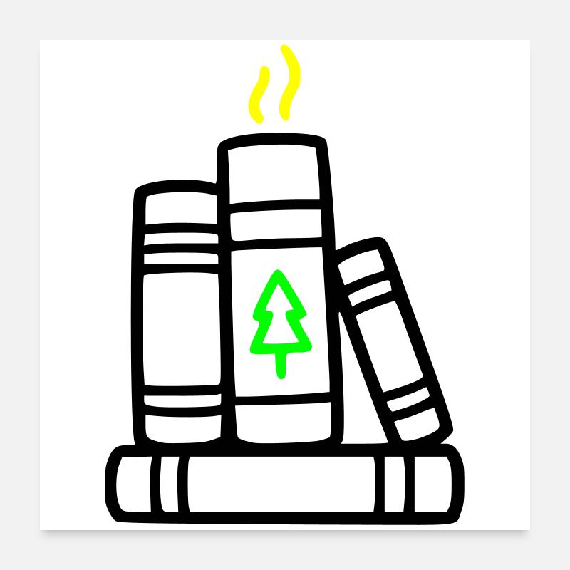 Stack of Books Tree Nature Reading Book Club Forest Poster 24" x 24" (60x60 cm)