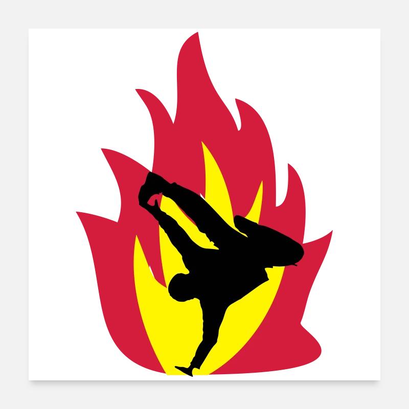 Breakdancer dans le feu Poster 60 x 60 cm