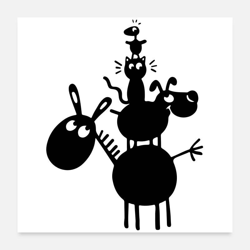 Drôle Animaux Poster 60 x 60 cm
