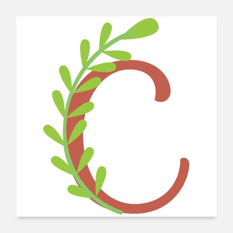 Eleganter Buchstabe 'C' mit Blumen Poster 60x60 cm