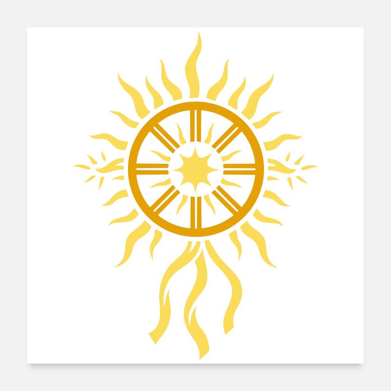 Symbole de la roue solaire - Roue de feu du solstice d’été Poster 60 x 60 cm