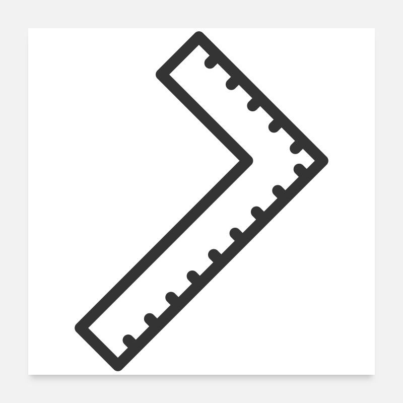 Minimalist Angle Ruler Line Art Icon Poster 24" x 24" (60x60 cm)