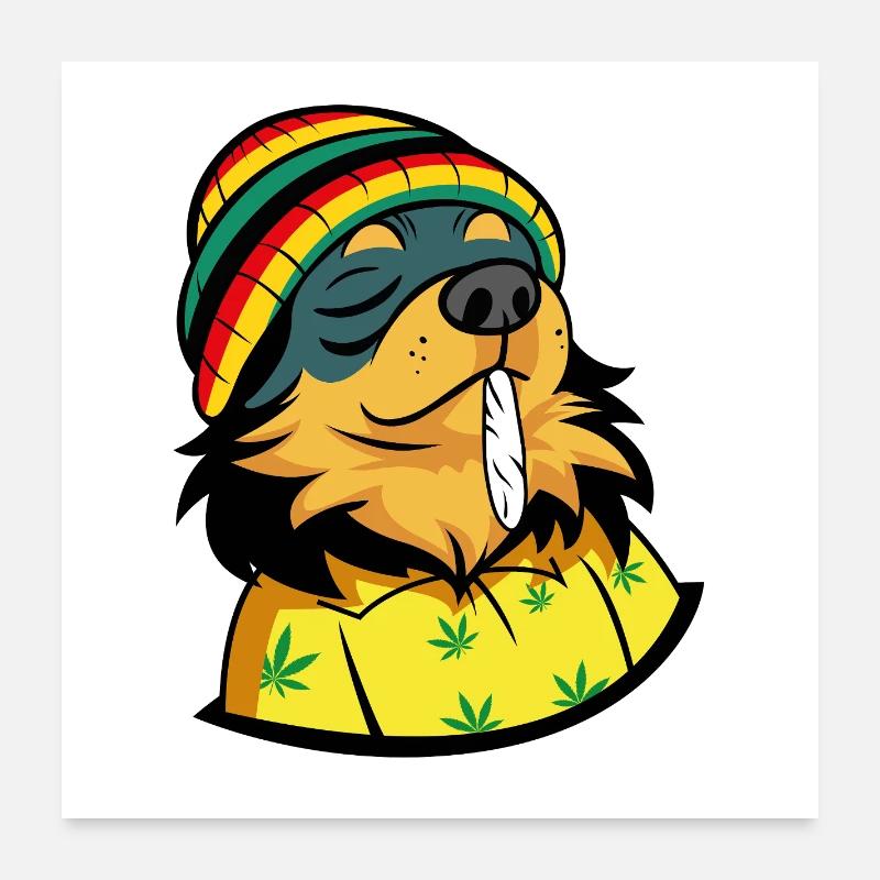 Chiot heureux Poster 60 x 60 cm
